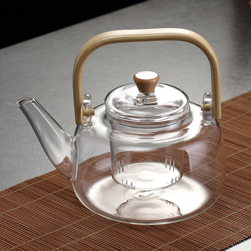单煮胆900ml单壶(送4杯) 玻璃提梁煮茶壶加厚蒸茶壶白茶蒸煮茶器电陶