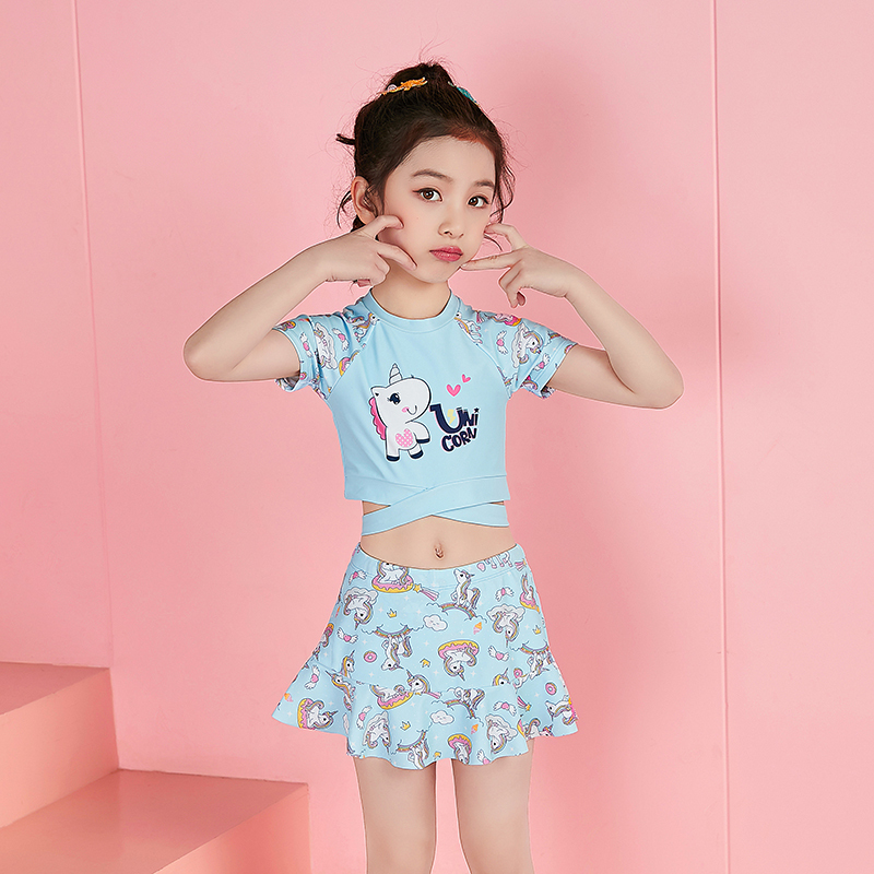 儿童泳衣女童中大童女孩游泳衣分体小公主韩国宝宝泳装2021年新款