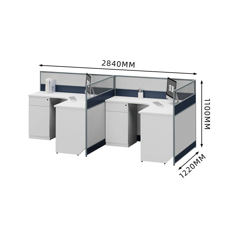 臻远ZYGW-033屏风工作卡位职员桌办公桌 F型双人位高清大图