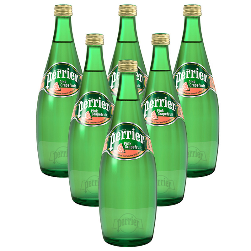 巴黎水perrier西柚味750ml12玻璃瓶含气饮料气泡水