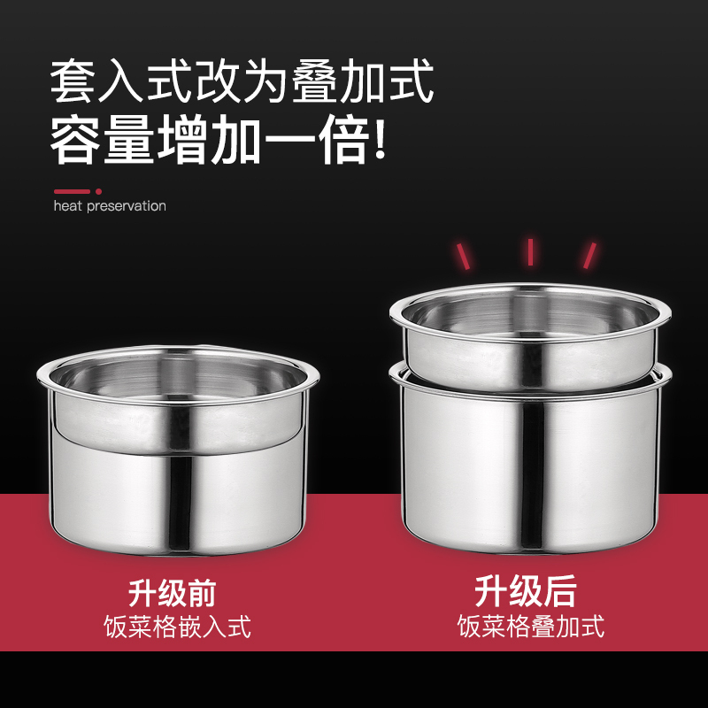 美厨（maxcook）304不锈钢保温饭盒提锅 2L大容量真空防溢保温桶学生便当盒 配餐具保温袋MCTG814