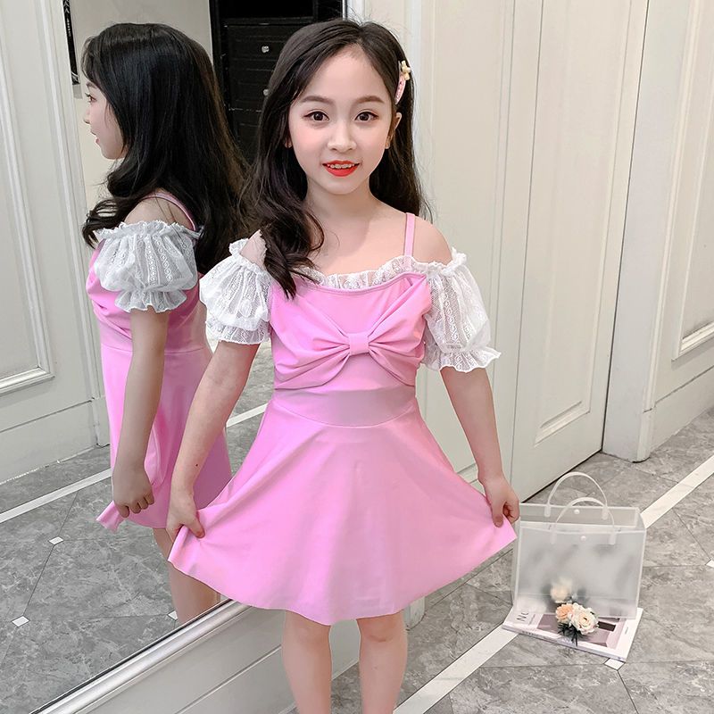 儿童泳衣女童小中大童学生女孩裙式连体公主可爱泡温泉游泳装