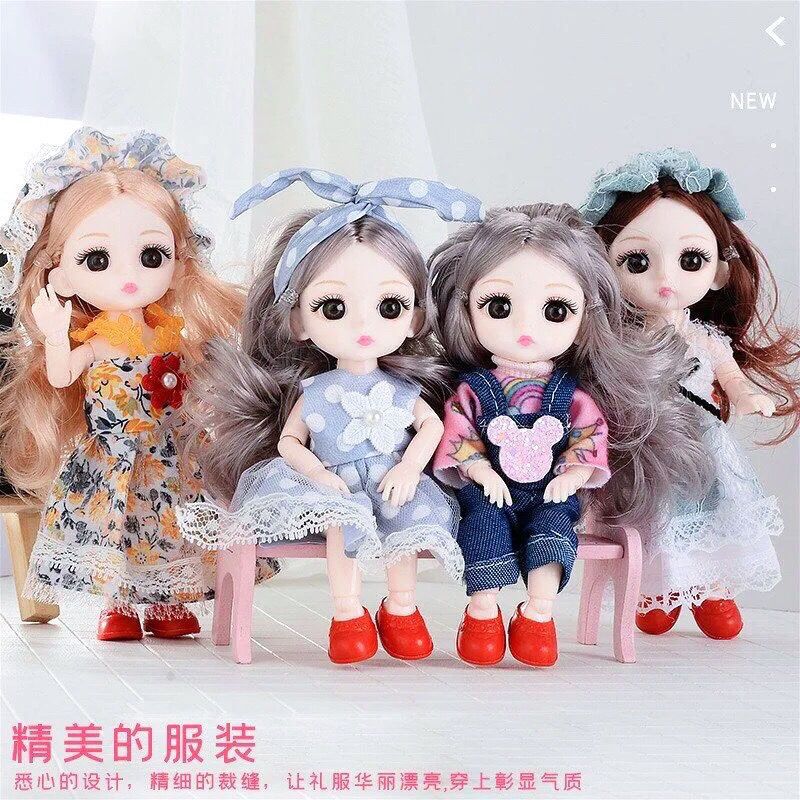 仿真洋娃娃玩具女孩生日礼物3D仿真眼关节可动公主娃娃套装大礼盒 款式1(送鞋子) 袋装