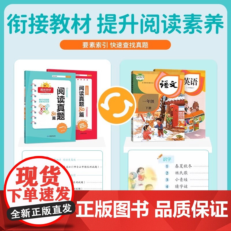 2025春新版阳光同学阅读真题80篇彩虹版蓝天版一二三四五六年级上下册人教版小学语文英语阅读理解专项训练书课外强化同步素高清大图