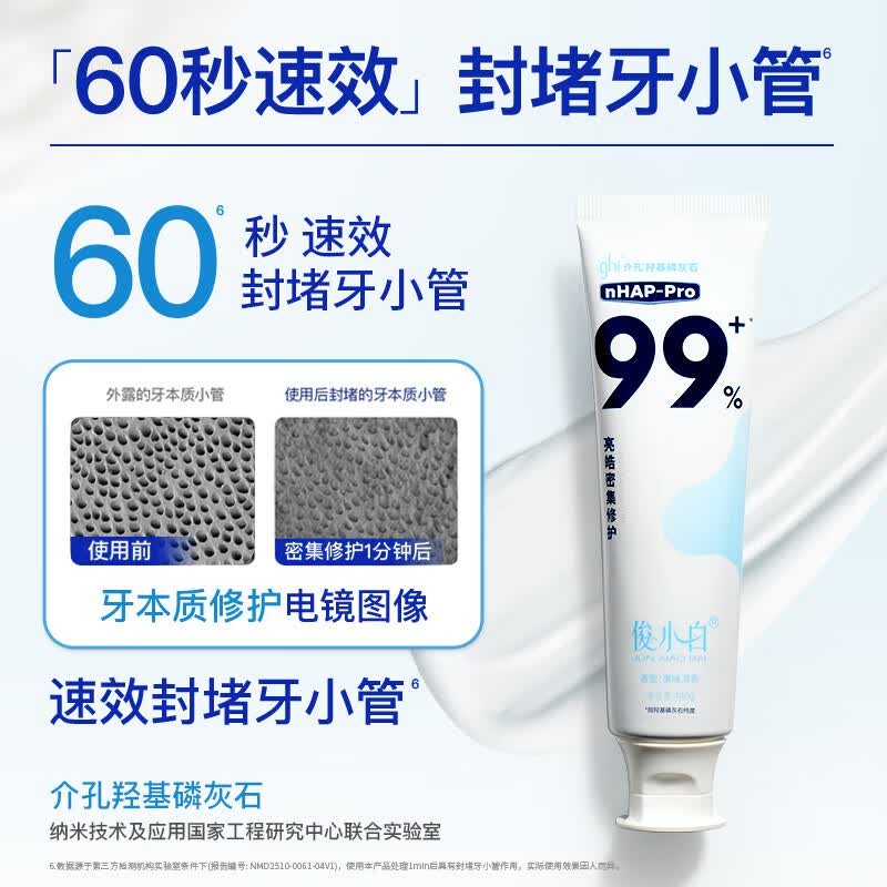 俊小白亮皓密集修护牙膏140g*2高清大图