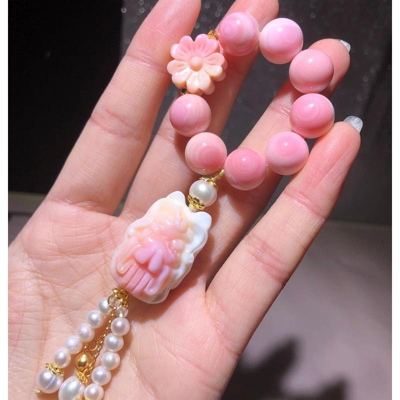 10天然女王贝胭脂螺原创设计雕刻项链手链