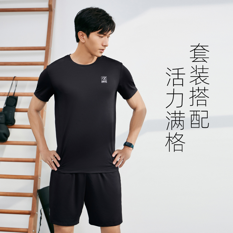 361°运动套装男夏季新款跑步T恤健身短裤两件套男子运动服潮