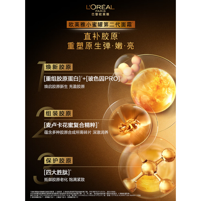 欧莱雅LOREAL金致臻颜花蜜胶原轻乳霜60ml深层滋养持久保湿提升肌肤弹性适合敏感肌高清大图