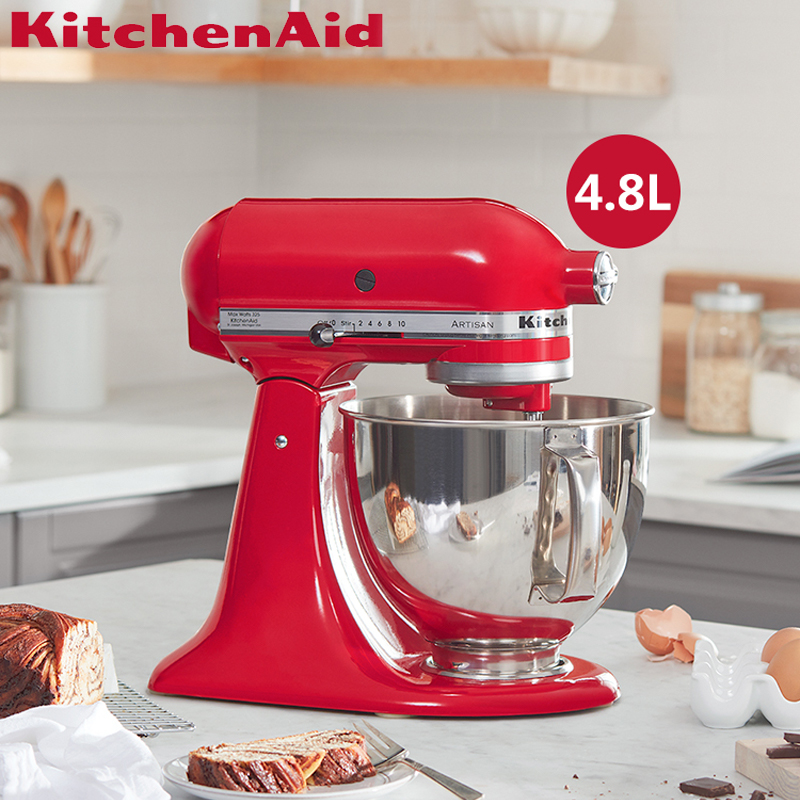 凯膳怡(KitchenAid) 4.8L抬头式厨师机5QT家用小型和面机揉面搅拌机5KSM125CER帝王红高清大图