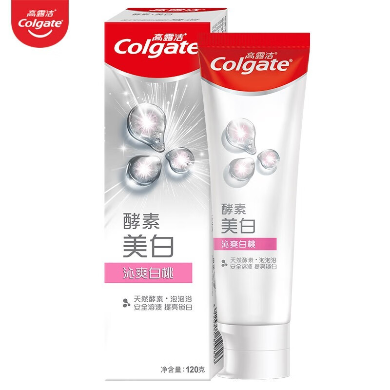 高露洁 美白牙膏 沁爽白桃味120g