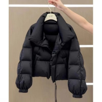 年新款棉服女冬短款韩版小个子设计感棉袄外套宽松加厚棉衣潮 M 黑色