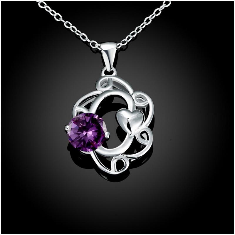 N038 Women Silver Necklace日韩版镂空个性坠项链女防过敏银饰送女朋友七夕情人节礼物