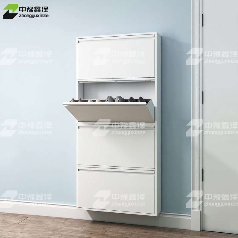 中豫鑫泽 ZYXZ4022020 钢制翻斗鞋柜简约现代收纳柜白色四斗高清大图