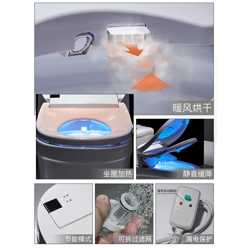 冲洗洁身器电动即热式坐便器通用遥控智能马桶盖板自动加热 单独智能盖板-智能变频 1秒即热波迷娜BOMINA高清大图