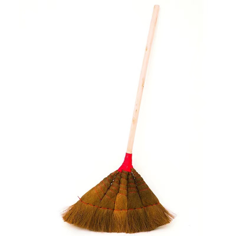 棕榈扫把簸箕套装家用工厂车间老式鬃毛长柄扫帚庭院户外扫地笤帚高清大图