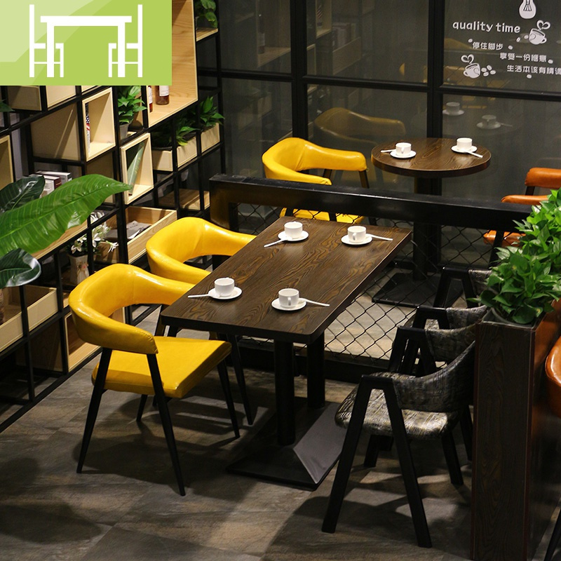 逸家伴侣小吃店桌椅餐馆饭店桌椅铁艺工业风桌椅酒吧咖啡厅餐桌椅组合