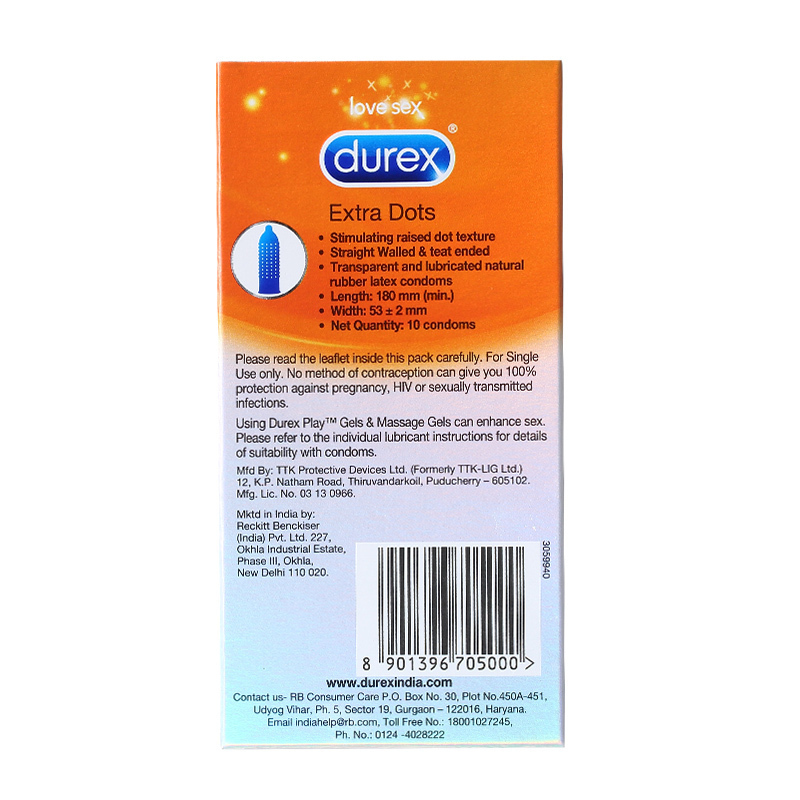 [凸点享情趣]Durex 杜蕾斯 超薄款凸点兴奋避孕套 10只/盒 英国进口 成人用品