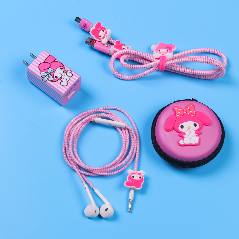 家柏饰(CORATED)手机数据线保护套oppo r9s/plus/r11充电器保护线耳机绕线器缠绕 美乐蒂+小包