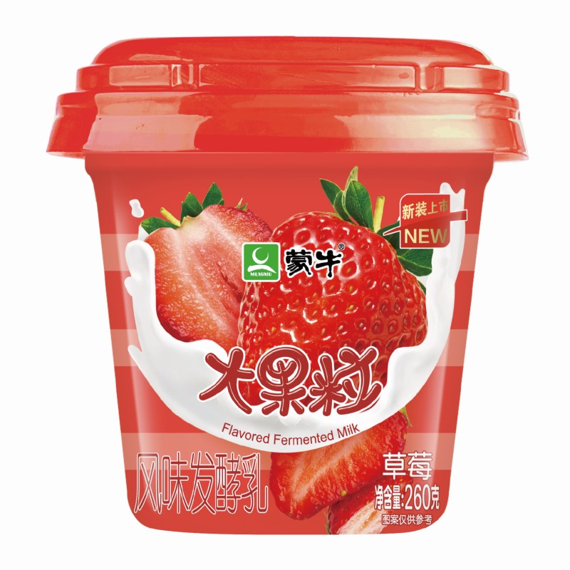 蒙牛大果粒酸牛奶草莓果粒三角杯260g