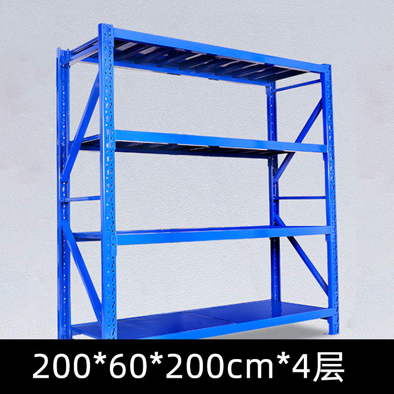 文灵仓库仓储货架四层金属五金货架家用中型重型置物架展示架子180KG 200*60*200*4层
