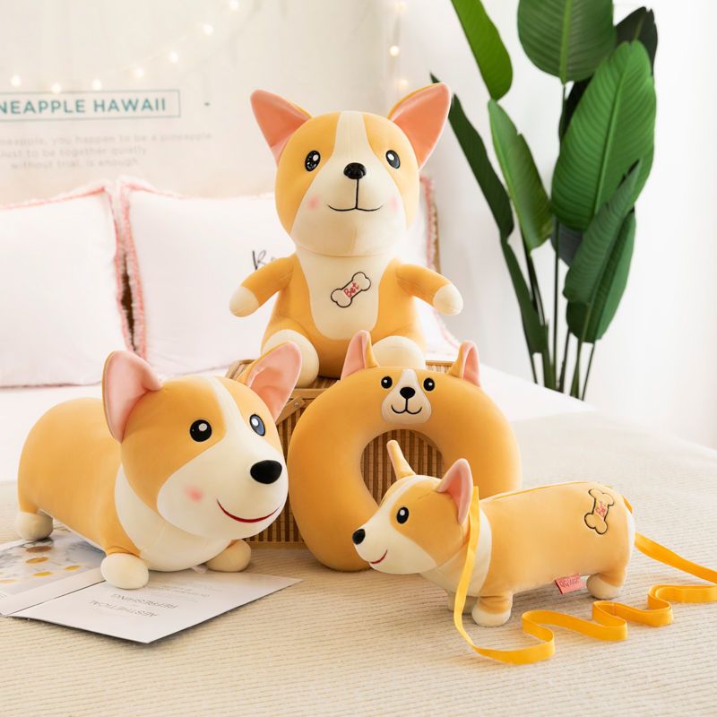 可爱柯基公仔毛绒玩具网红布娃娃女生床上睡觉抱的仿真趴趴狗玩偶趴款