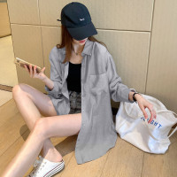 [1折价42.9元叠加优惠券]唐狮夏季衬衫女宽松肌理感长袖衬衣薄款上衣外套清新流行