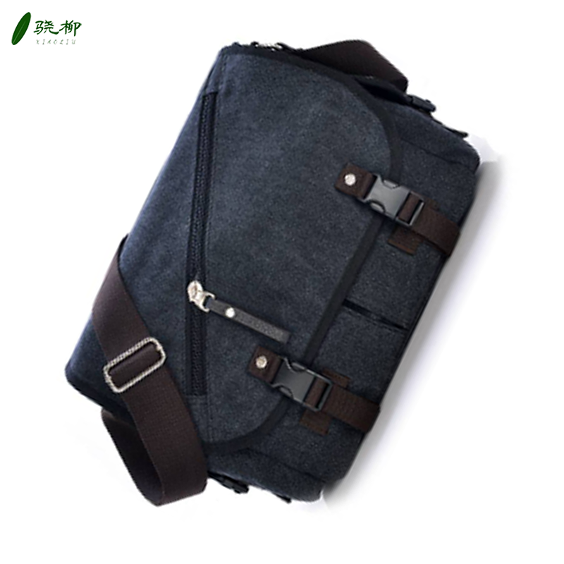 帆布斜挎包单肩包 黑色(宽33cm 高28cm 厚12cm)/个高清大图