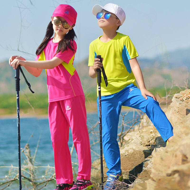 儿童户外运动装女童速干衣套装夏季短袖速干t恤速干衣裤套装透气