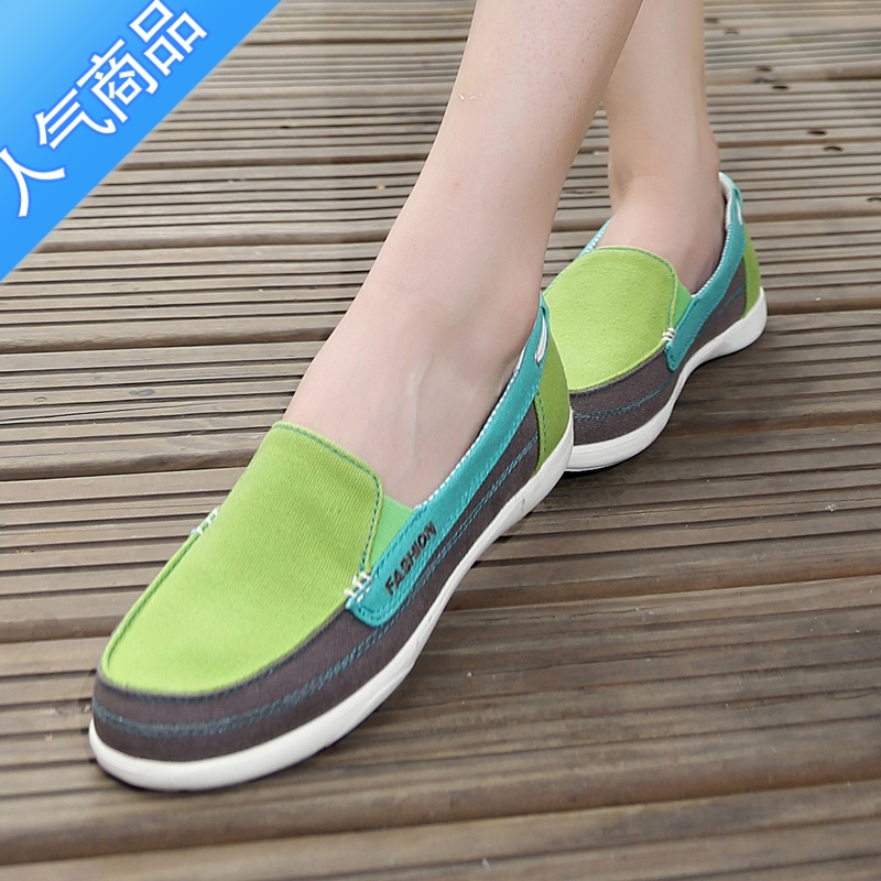 SUNTEK老北京布鞋女春秋季新款一脚蹬妈妈鞋防滑软底平底中年休闲帆布鞋高清大图