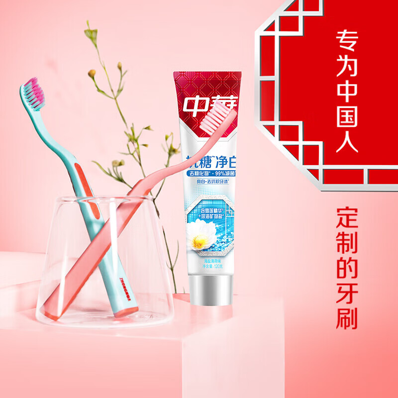中华 专研深洁抗菌牙刷温和护龈2支装 细柔软毛 深层洁净高清大图