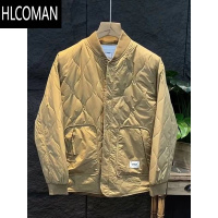 HLCOMAN冬季立领轻薄棒球棉服男青年网格休闲百搭短款上衣纯色加厚棉衣潮 M90-120斤 卡其色