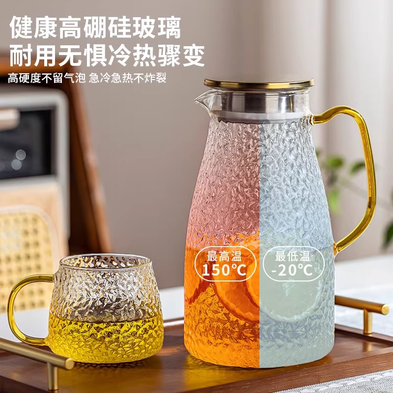 苏宁冷水壶玻璃耐高温家用大容量凉水杯壶套装耐热防摔扎壶2112高清大图