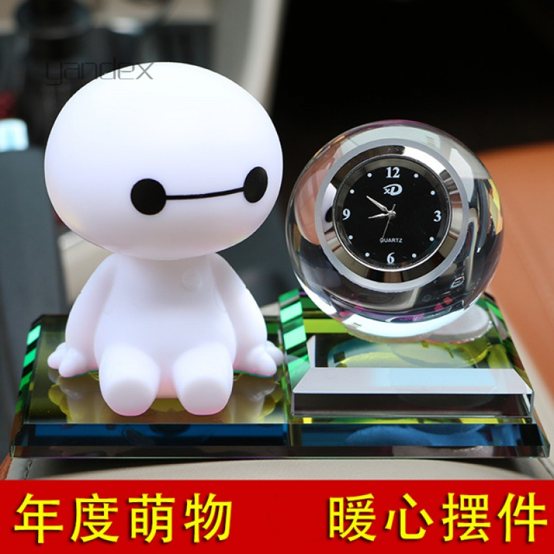适用于汽车摆件车内饰品车载香水座式水晶创意小车车用可爱大白摇头公仔