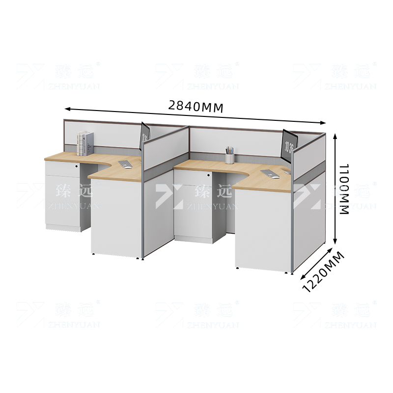 臻远 ZYGW-014屏风工作卡位职员桌办公桌F型双人位高清大图