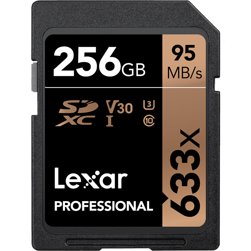 雷克沙 LEXAR 256GB SDXC CLASS10 UHS-I U3 V30 SD高速存储卡 633X