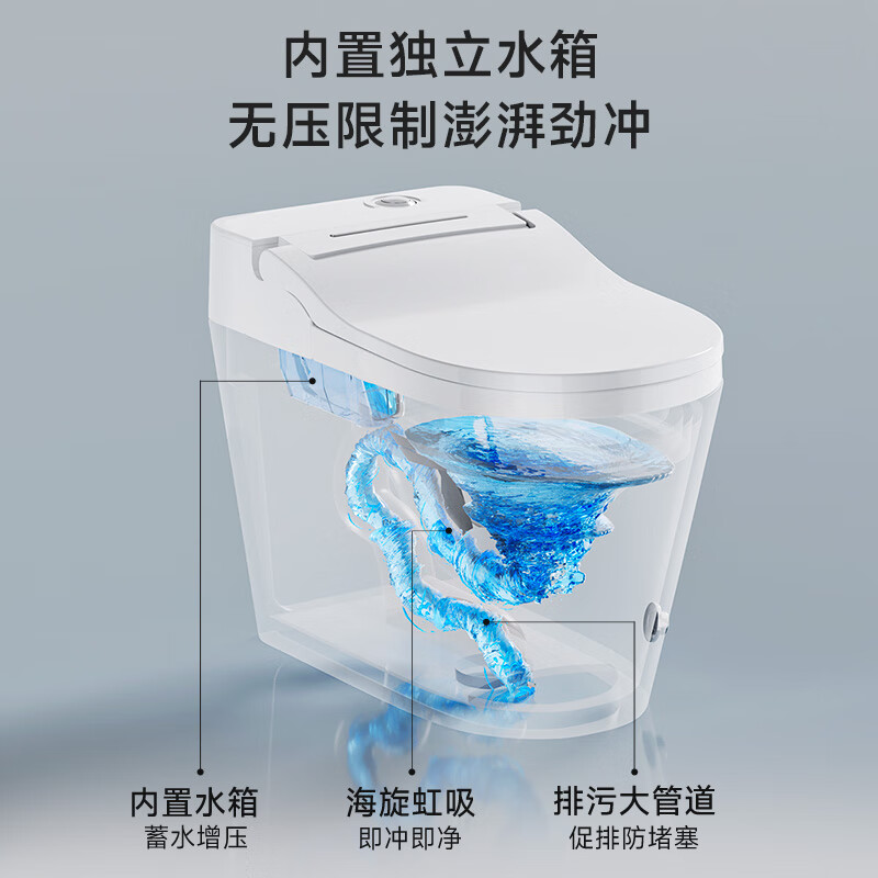 四季沐歌(MICOE)普通家用马桶脚踢冲水虹吸式坐便器内置水箱无需插电M-ZD112长680mm宽390mm高520mm高清大图