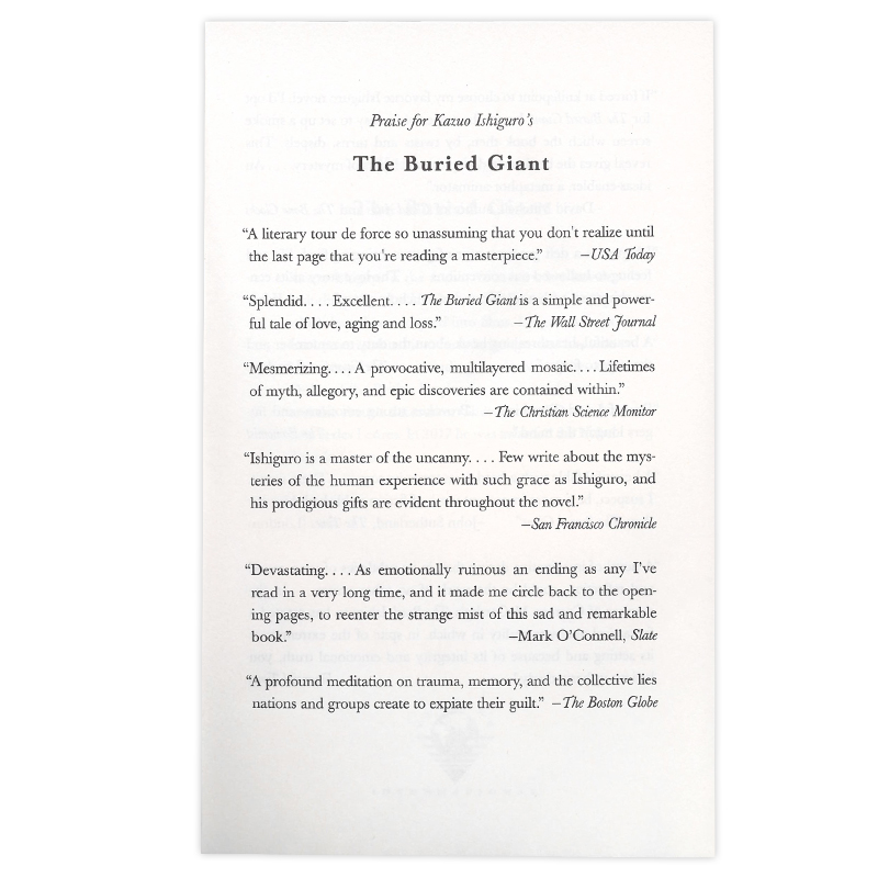 [正版]被掩埋的巨人 英文原版 The Buried Giant 石黑一雄 诺奖得主奇幻小说 记忆与宽恕 搭长日将尽高清大图