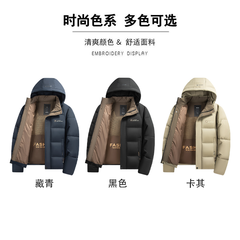 恒源祥棉衣男加厚棉服2024冬季新款休闲连帽外套中年爸爸冬装棉袄高清大图