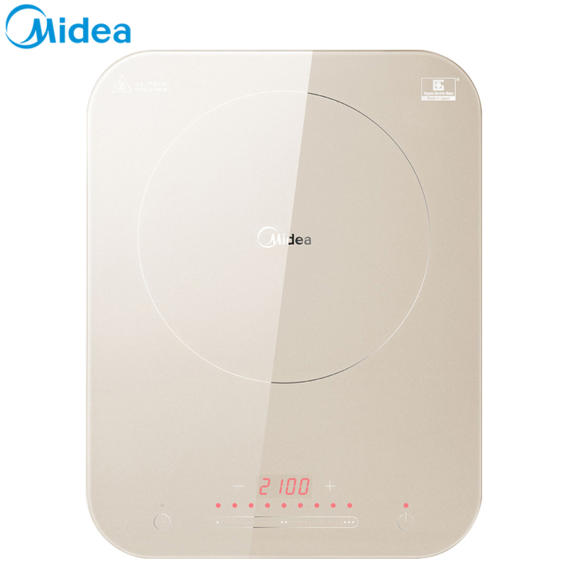 美的(Midea) 电磁炉 C21-Micca703 香槟金 整版滑动触摸 NEG面板 旋磁匀火 9档火力 智能电磁炉