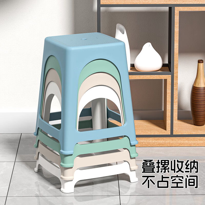 禧天龙(Citylong) D-2077凳(冰河灰)家用茶几凳可叠放浴室滑大凳子简约踩脚成人方凳高清大图