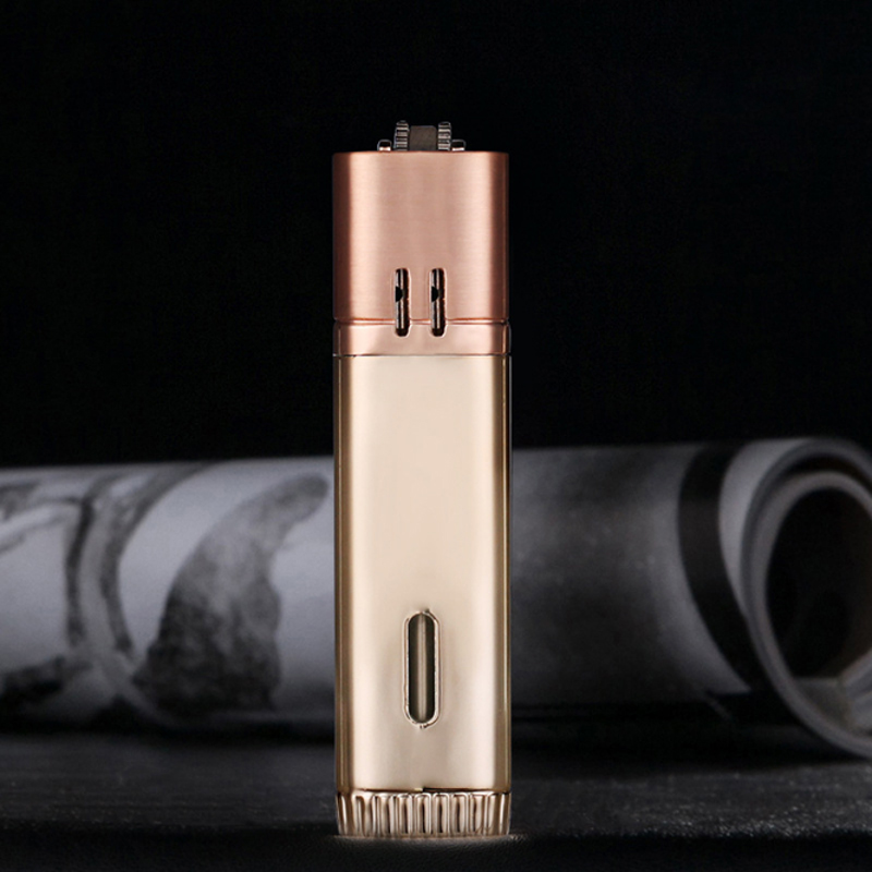jobon中邦充气打火机防风创意蓝焰直冲砂轮打火机双火点雪茄火机 金色
