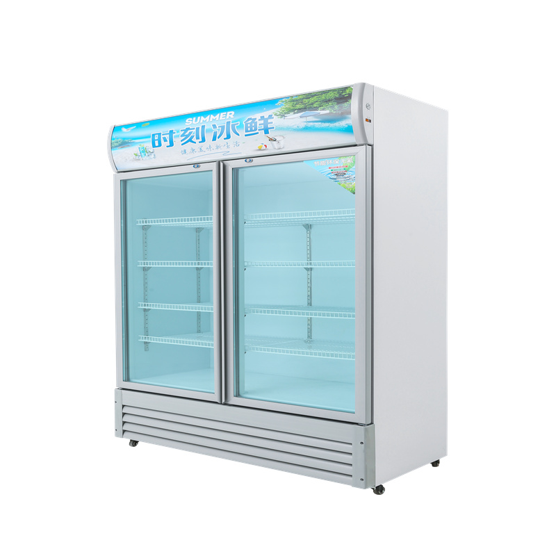 三门风冷立式展示柜妮雪双门饮料柜商用冰柜双门立式冰箱超市冷藏保鲜风冷展示柜高清大图