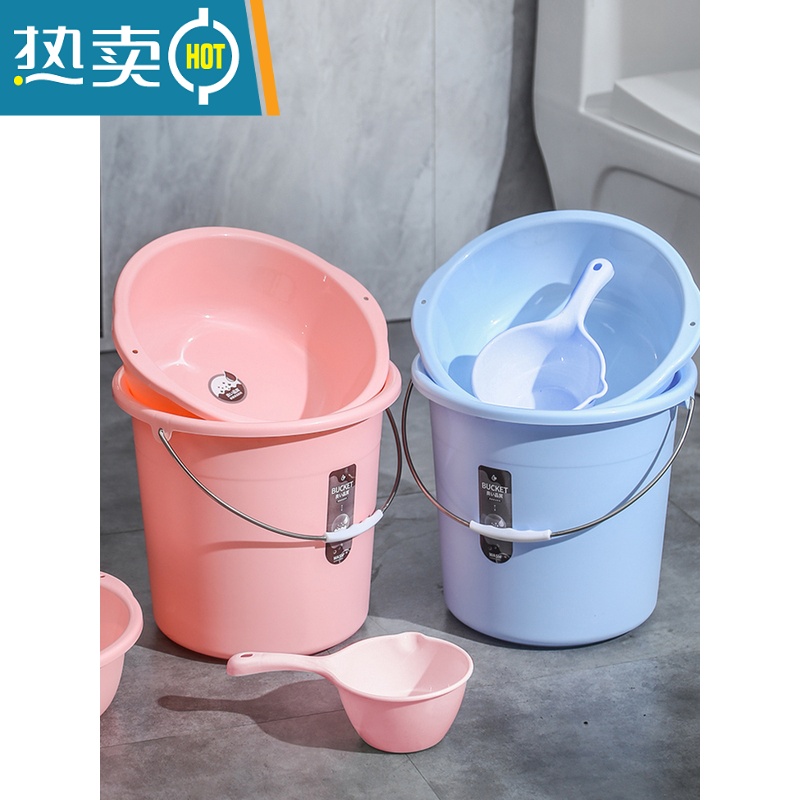 敬平水桶家用储水用塑料手提桶塑料桶圆桶桶学生宿舍用洗衣桶洗澡桶大 加厚中号[蓝色]水桶高清大图