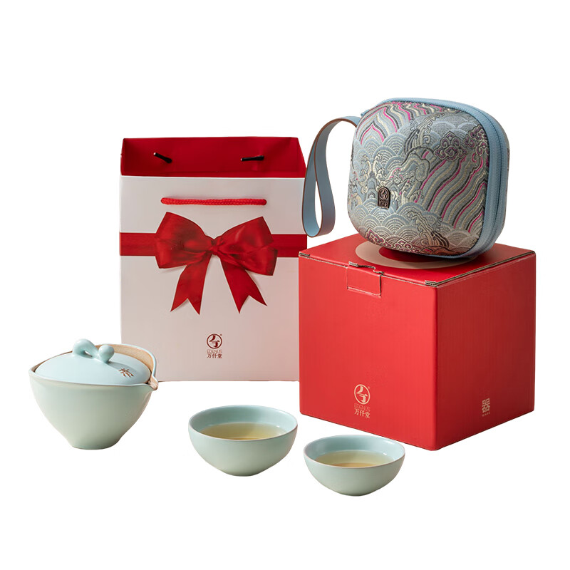 万仟堂旅行茶具 清逸 粉青釉 一壶2杯