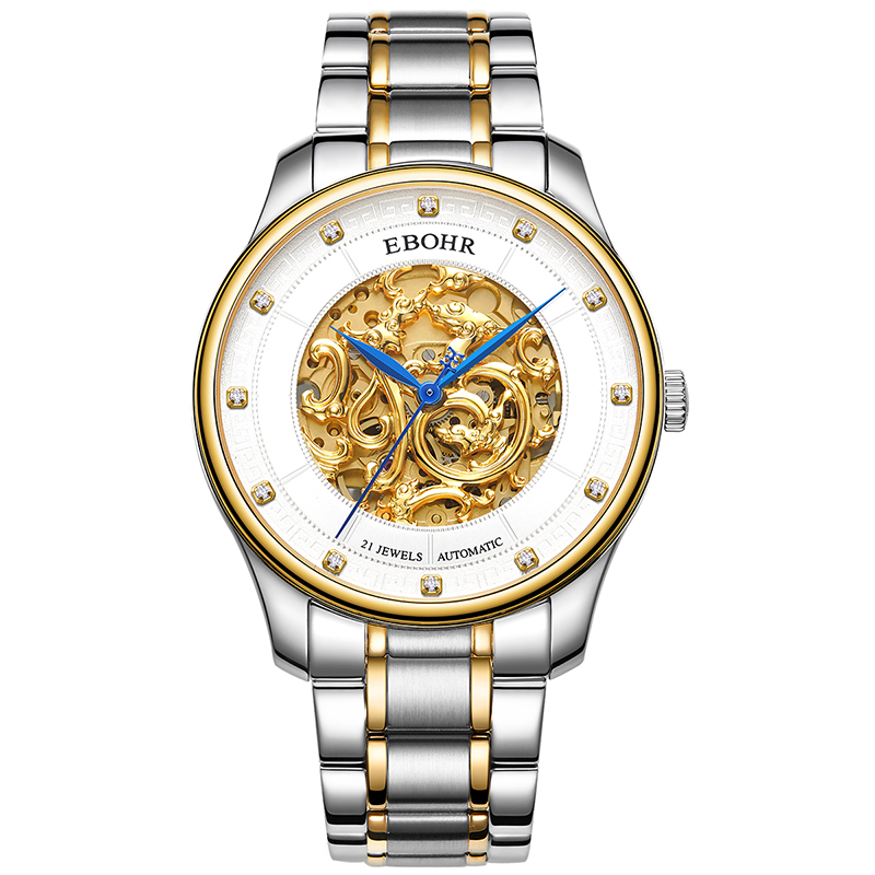 依波表(EBOHR) 大师系列龙纹镂空生日节日礼物男士机械表 龙福男表 51784419高清大图