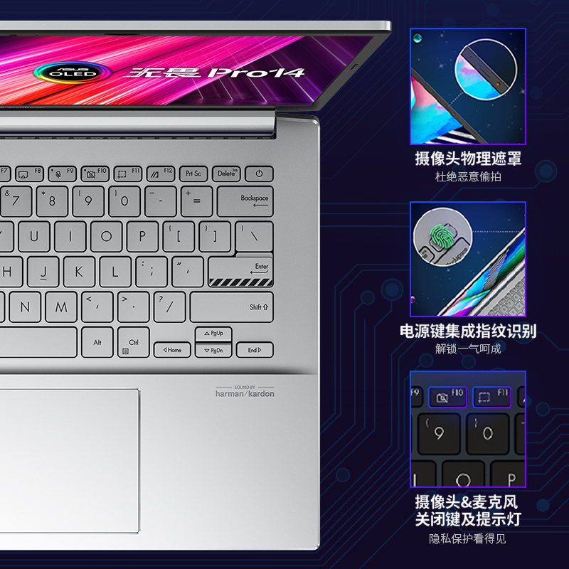 华硕无畏Pro14 酷睿版 2.8K OLED轻薄笔记本电脑 2021 标压i5-11300H 16G 1TB固态 银 133%sRGB高色域 600尼特 90Hz 升级定制
