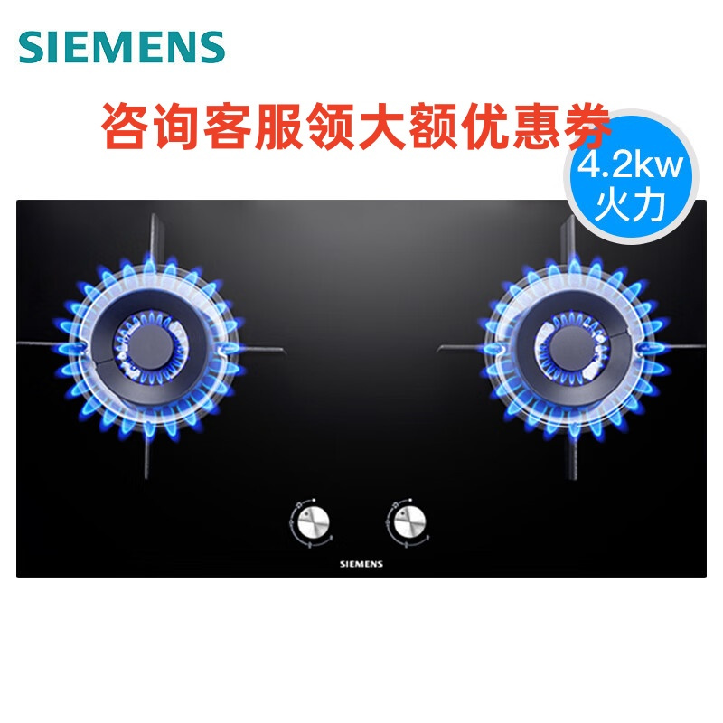 西门子(SIEMENS)嵌入式燃气灶JZT-ER7EA23SMP 钢化玻璃面板4.2大火力双眼灶具蒸饭柜高清大图