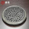 整套黑金石圆形镂空茶盘紫砂仿汝窑功夫茶具套装茶壶杯茶海z_56