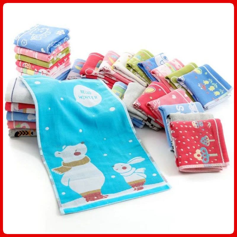 棉毛巾1/3/4条纱布柔软吸水儿童家用成人洗脸卡通面巾方巾图片