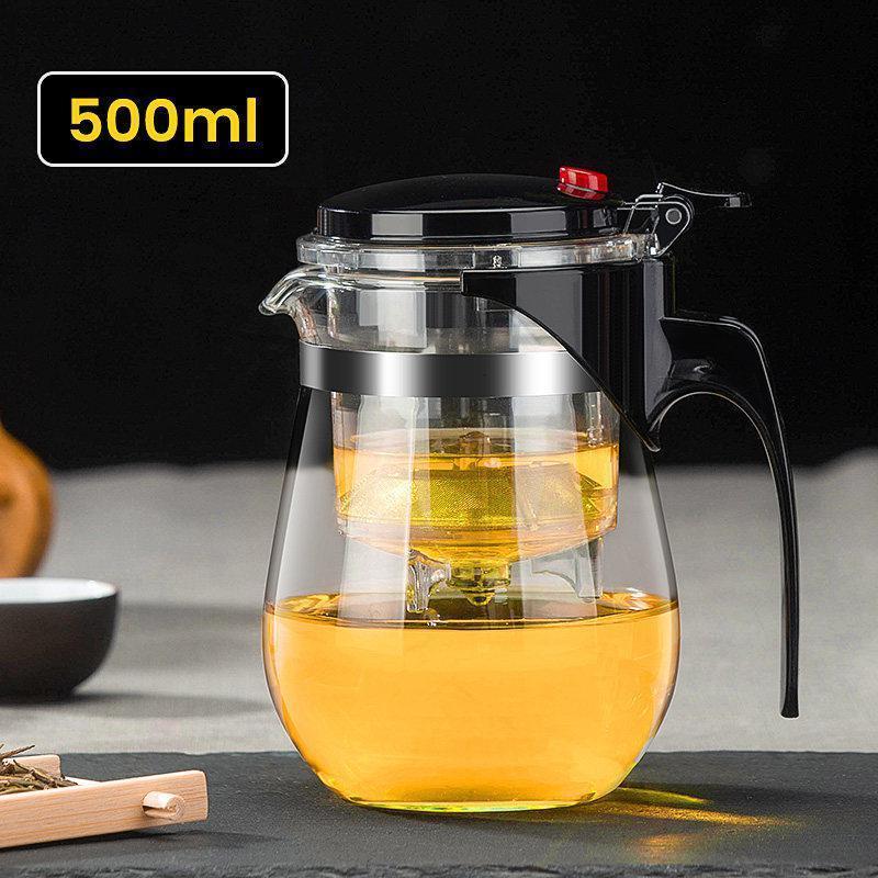 家柏饰(CORATED)飘逸杯可拆洗功夫泡茶壶家用冲茶器全过滤内胆玻璃茶壶套装茶具 500ML单壶(不可拆卸)